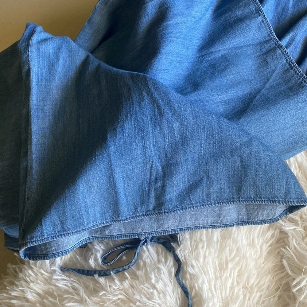 MICHAEL KORS Denim Chambray RUFFLE ON/OFF SHOULDER JUMPSUIT Small …Boho casual